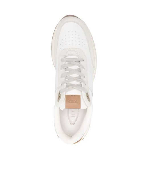 Tod's White Round Toe Lace-Up Sneakers for men