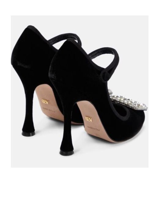 Giambattista Valli Black Embellished Velvet Pumps
