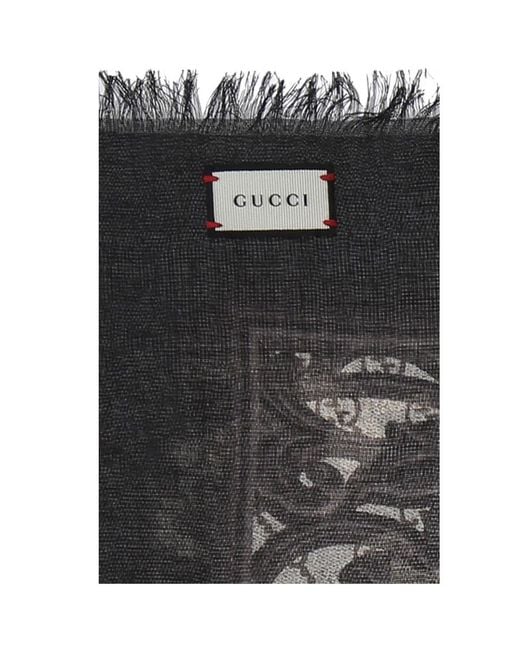 Gucci Gray Short Tassel Scarf