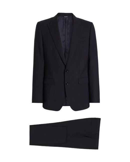 Dolce & Gabbana Black Peak-Lapel Single-Breasted Suit for men