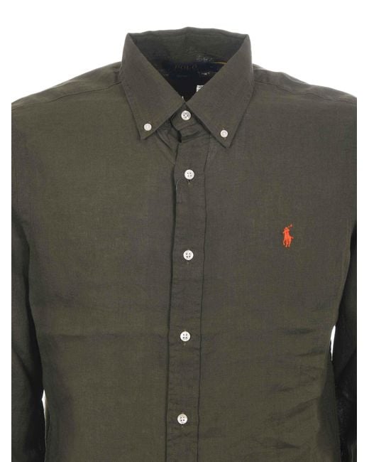 Polo Ralph Lauren Green Linen Shirt for men