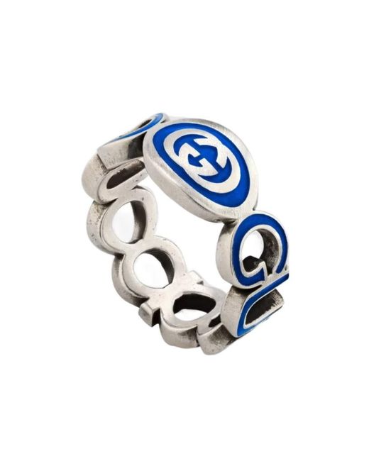 Gucci Blue Interlocking G Pull-On Style Ring for men