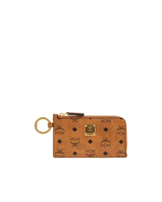 MCM Brown Zipper Card Holder