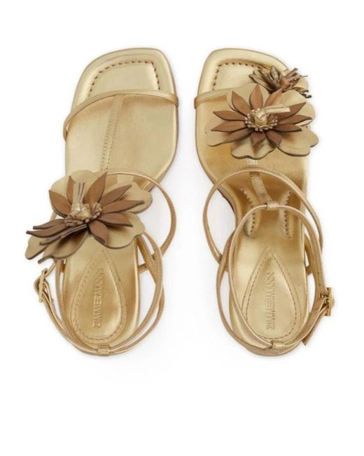 Zimmermann Metallic Belara Floral Heeled Sandals