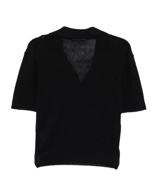 Barena Black Short-Sleeved Knitted Shirt
