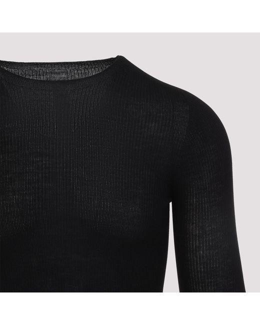 Rick Owens Black Ribbed Round Neck Pullover for men