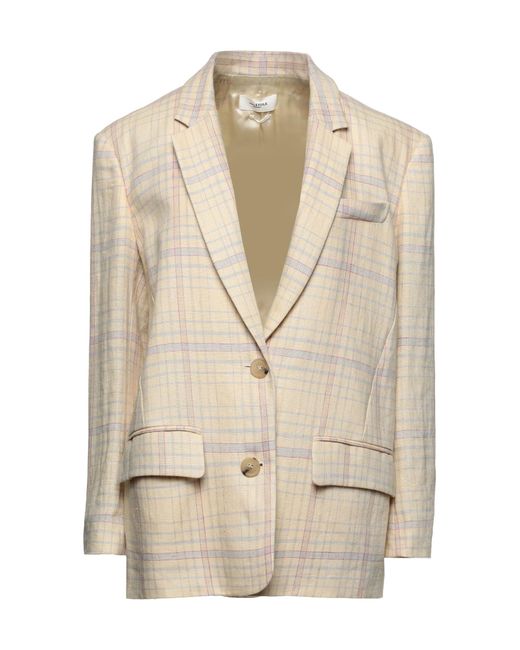 Isabel Marant Natural Tartan Pattern Woven Blazers