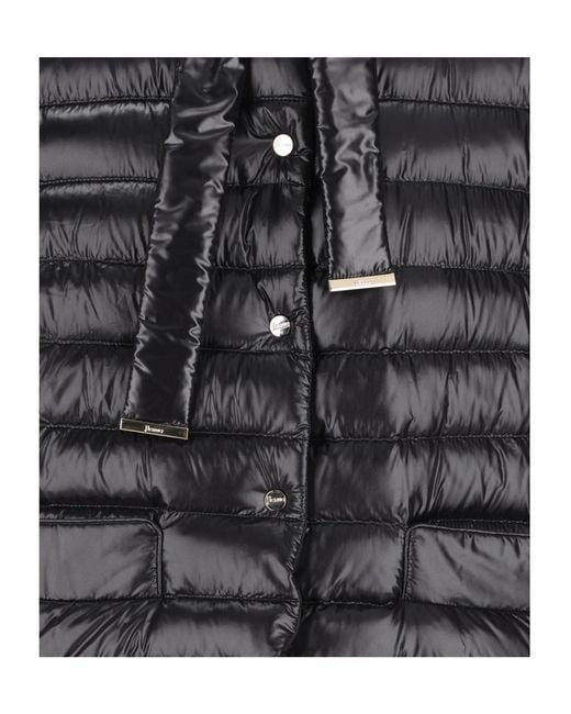 Herno Black Padded Neck-Tie Coat