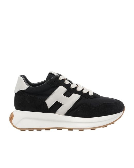 Hogan Black Logo Patch Lace-Up Sneakers