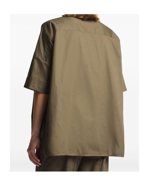 Fay Green Oversized Half-Sleeve Shirt Top