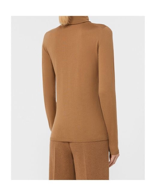 Max Mara Brown Wool Knit Turtleneck Jumper