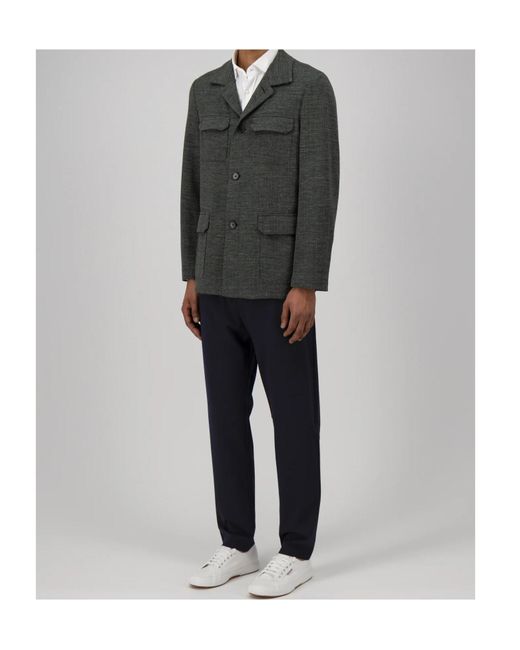 Harris Wharf London Black Safari Jacket Hopsack Crafted With Loro Piana Fabric for men