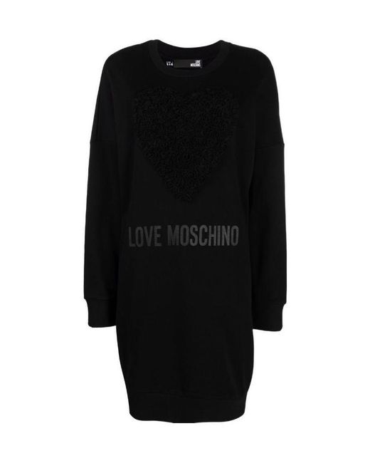 Moschino Black Heart-Patch Sweat Dress