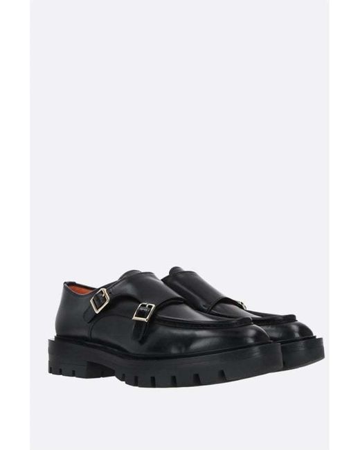 Santoni Black Logo Loafers