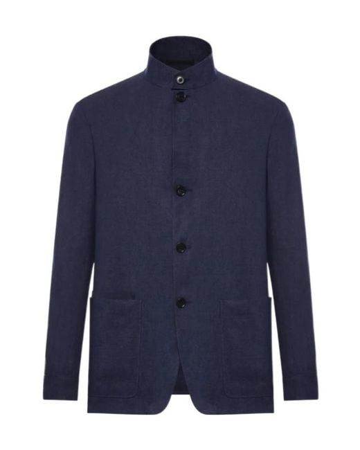 Zegna Blue Oasi Lino Chore Jacket for men