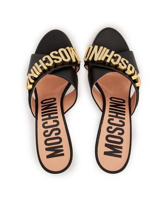 Moschino Black High-Heeled Slippers