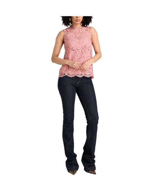 Dolce & Gabbana Pink Solid-Colored Lace Sleeveless Top