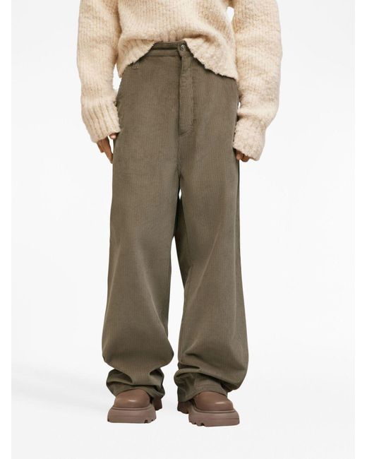 AMI Green Corduroy Straight Trousers for men
