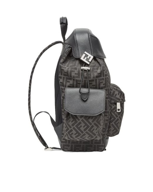 Fendi Black Ff Jacquard Drive Backpack for men