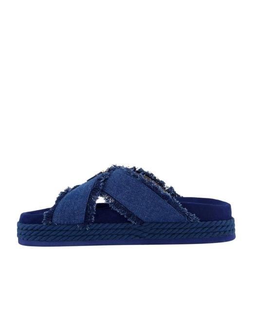 Mou Blue Denim Slip-On Sandals