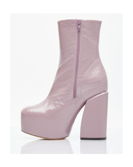 Dries Van Noten Purple Thick Sole Zipper Short Boots