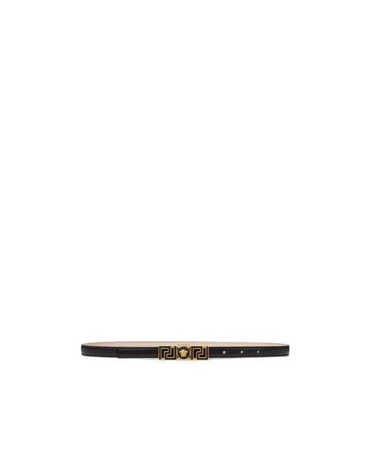 Versace White Logo Detailed Buckle Belt