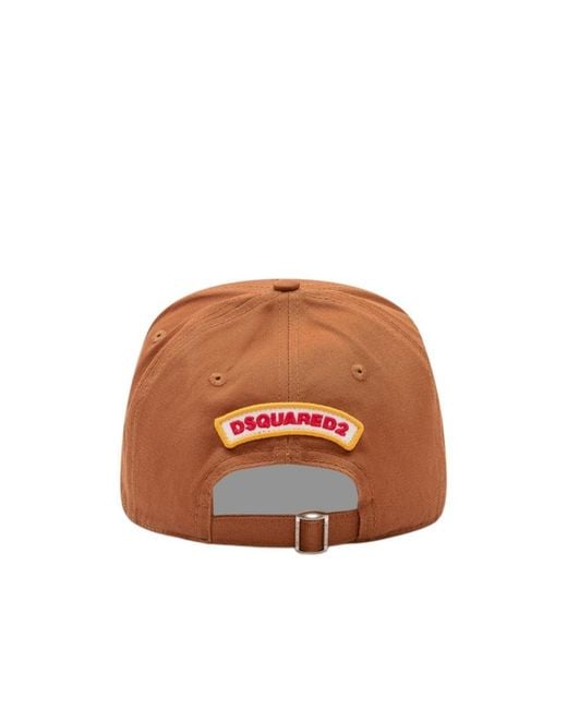 DSquared² Brown Logo-Patch Distressed Baseball Cap for men