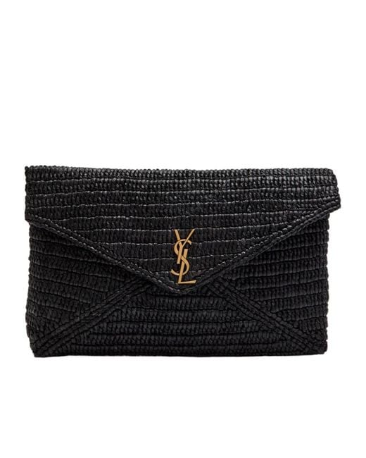Saint Laurent Black Envelope Suede Pouch