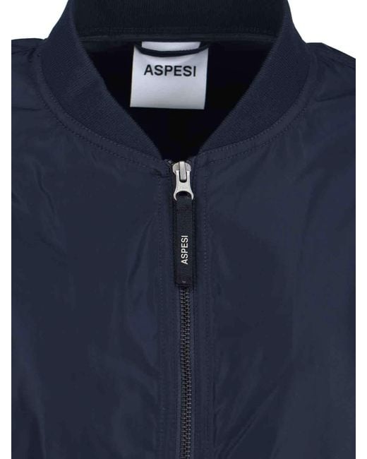 Aspesi Blue Long Sleeved Zip-Up Coat