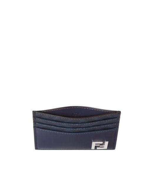 Fendi Blue Ff Squared Card Holder for men