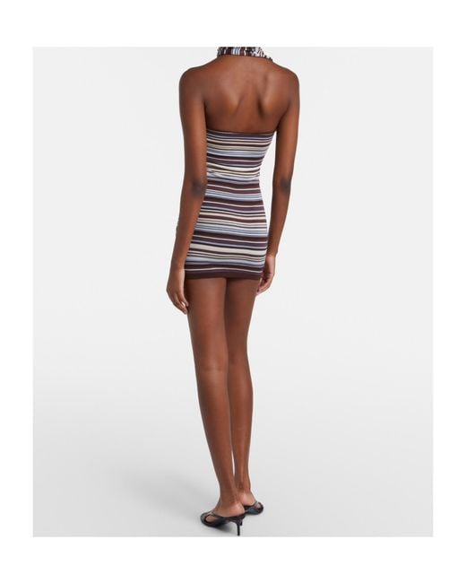 AYA MUSE Multicolor Knitted Scarf-Detail Striped Minidress