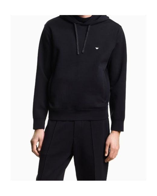 Emporio Armani Blue Micro Eagle Jersey Hoodie for men