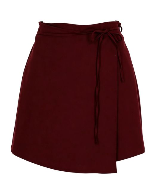 Alysi Red Tie-Waist Wrap Mini Skirt