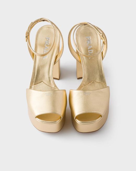 Prada Metallic Mordoré Nappa Leather Platform Sandals