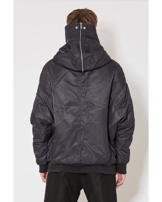 Rick Owens Black Logo-Patch Hooded Jacket for men