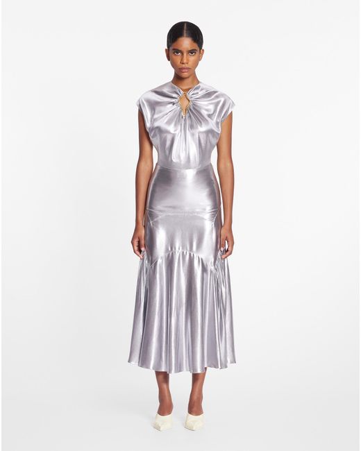 Lanvin White Metallic Long Skirt