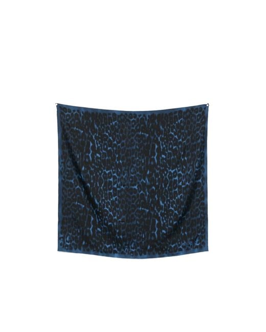 Lanvin Blue Leopard-Print Silk Scarf