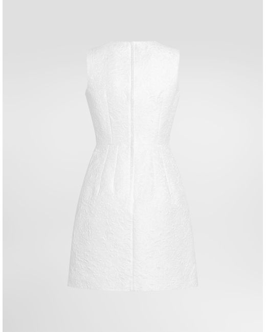 Dolce & Gabbana White Floral Jacquard Mini Dress
