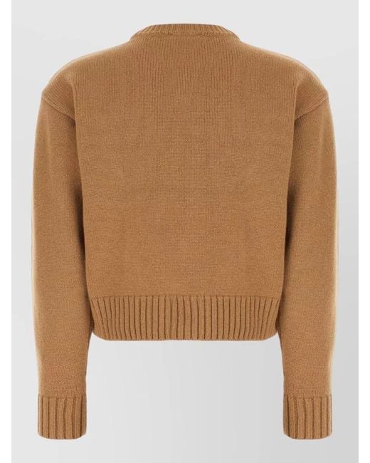 Patou Brown Logo-Embroidered Crew-Neck Sweater