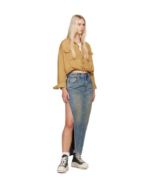 R13 Black Devon Side Slit Denim Skirt