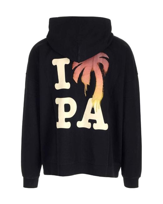 Palm Angels Blue Palm Tree Printed Hoodie for men