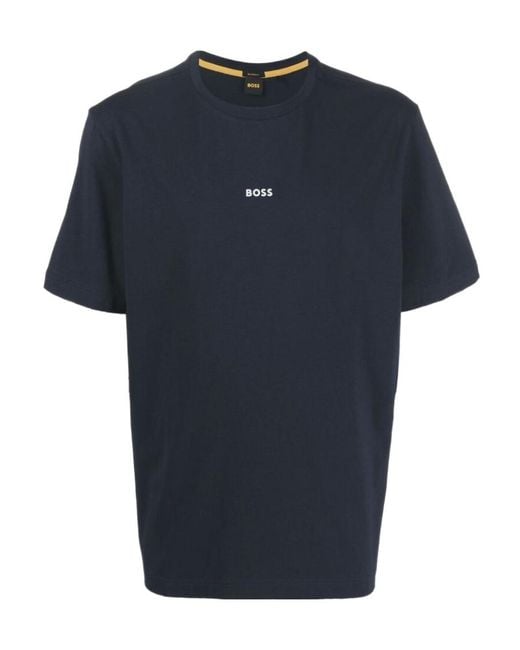 Boss Blue Boss Logo Printed Crewneck T-Shirt for men