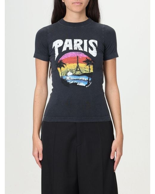 Balenciaga Black Graphic Printed Crewneck T-Shirt