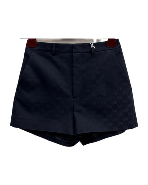 Gucci Blue Gg Gabardine Shorts