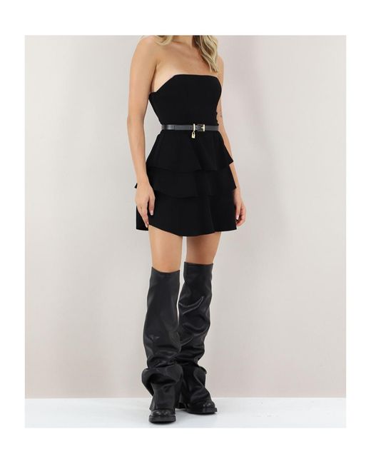 Elisabetta Franchi Black Sleeveless Off-The-Shoulder Dress