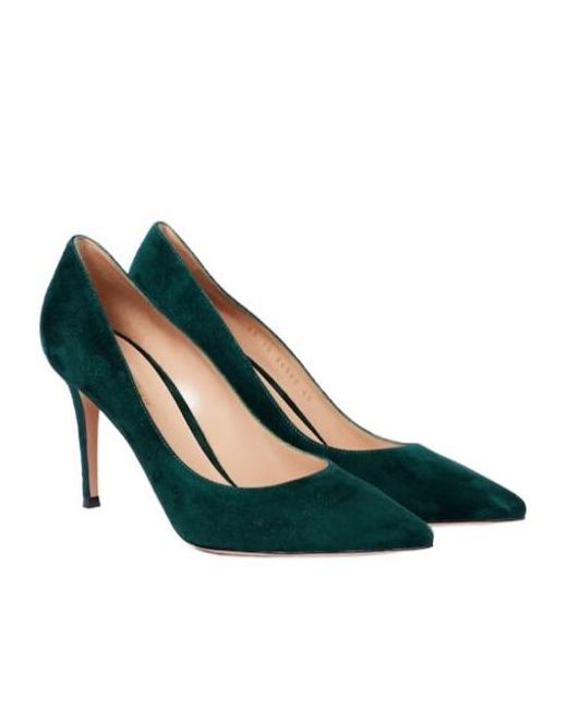 Gianvito Rossi Green Solid Suede Pumps