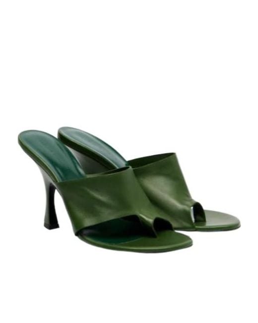 Magda Butrym Green Leather Thong Sandals