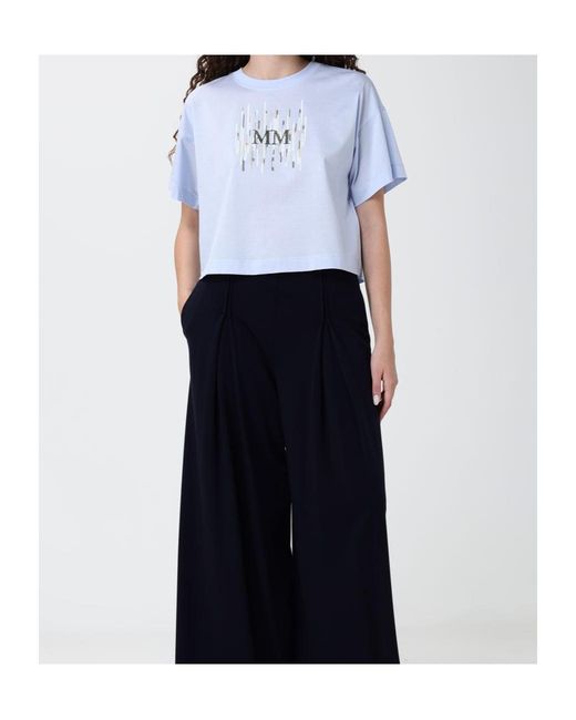 Max Mara Blue Short-Sleeved Midi Dress