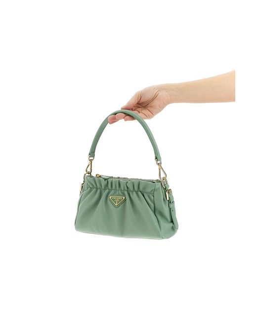Prada Green Triangle-Logo Tote Bag