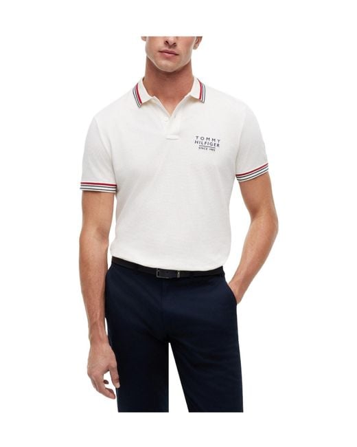 Tommy Hilfiger White Short Sleeve Polo Shirt for men